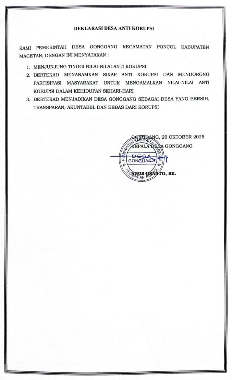 DEKLARASI DESA ANTI KORUPSI